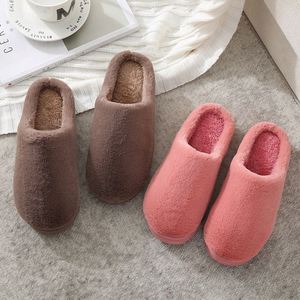 Bedroom <b>Slippers</b> Thick Bottom Fur Hotel Fluffy Slip Warm Slides House Indoor Solid Color Slides Fluffy <b>Slippers</b> - Product Image 3