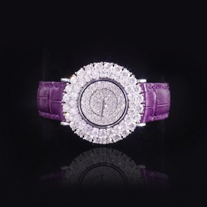 Reloj de Doble Capa con Incrustaciones de Moissanita VVS, Plata de Ley 925, Cristal de Zafiro, Resistente al Agua, <span class=keywords><strong>Relojes</strong></span> de Cuarzo para Mujer - Product Image 2