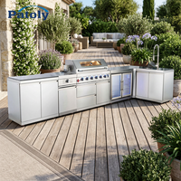 Réfrigérateur avec réservoir d'eau et brûleurs latéraux, barbecue à gaz 6 brûleurs en acier inoxydable SUS 304, barbecue d'extérieur
