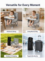 Siège rehausseur portable pour bébé avec plateau, chaise de plage pliable, chaise haute pour repas, chaise rehausseur d'extérieur pour bébé pour manger