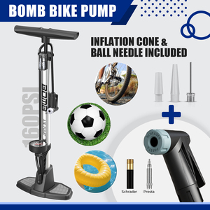 ปั๊มลมจักรยาน BOMO Track Pump แบบตั้งพื้น 160 PSI 11 บาร์ พร้อมเกจวัดแรงดันแบบอนาล็อก หัววาล์วคู่ สำหรับจักรยานเสือหมอบและจักรยานเสือภูเขา - Product Image 5