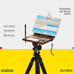 Boîte à aquarelle de voyage en <span class=keywords><strong>bois</strong></span> de noyer portable avec support trépied, boîte à peinture à angle réglable pour le dessin en plein air - Product Image 1