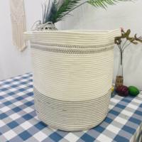 Paniers à linge décoratifs en corde de coton écologiques Toile ronde à motifs variés Durable et solide pour le rangement des vêtements