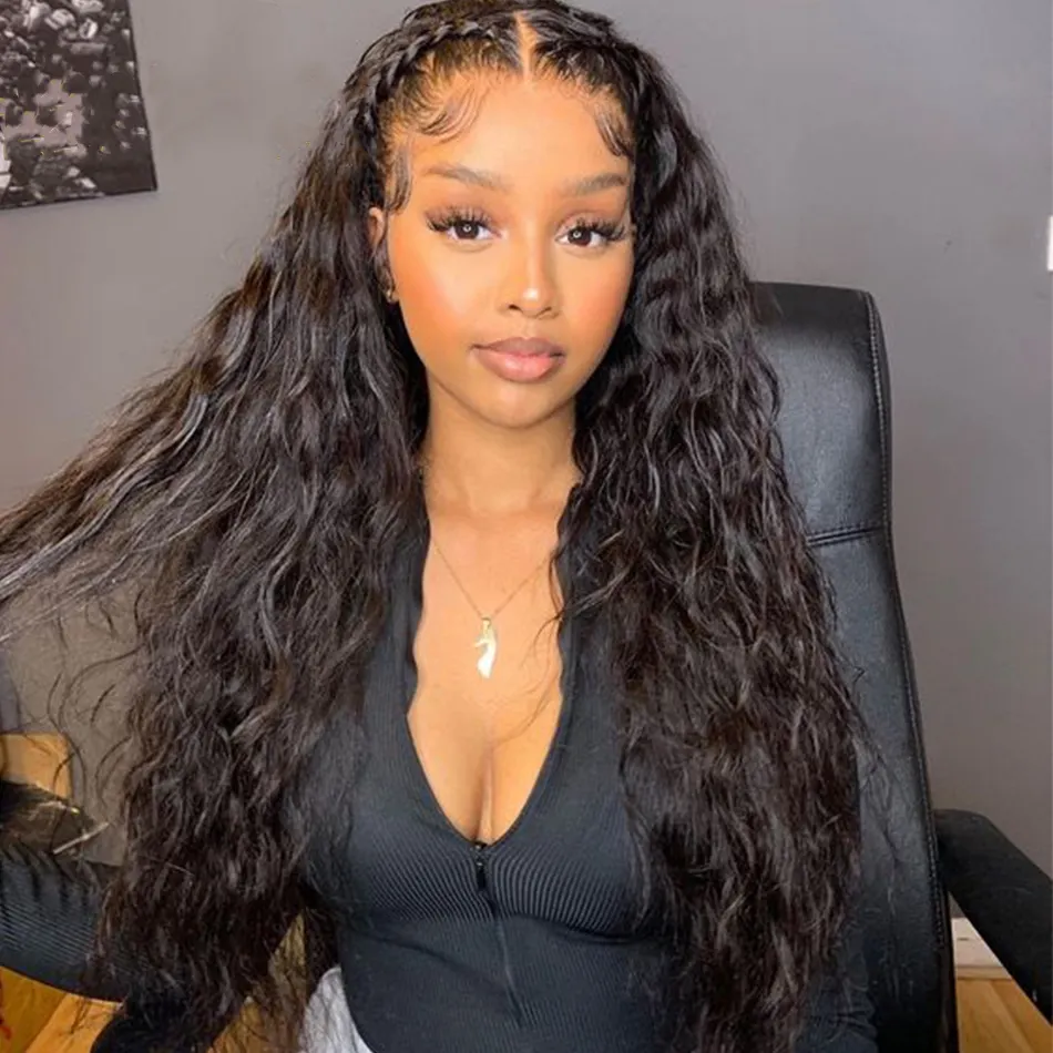 Hot selling Water Wave Wigs 360 Full Lace Front Wigs Unprocessed Remy Human Hair Transparent Lace Front Wigs For Black Women