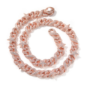 Hot popolare nuovo Design moda ragazze Zirconia gioielli ghiacciato catena a maglie cubane 10/16mm in ottone collana due toni con fibbia per gli occhi - Product Image 3
