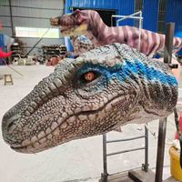 Équipement d'amusement, tête de dinosaure Velociraptor animatronique réaliste de haute qualité
