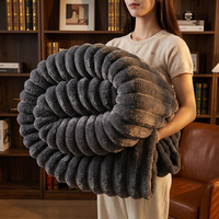 Couverture en fausse fourrure de lapin toute saison, en polaire épaisse et flanelle, douce et moelleuse, pour la maison, couverture de canapé moelleuse