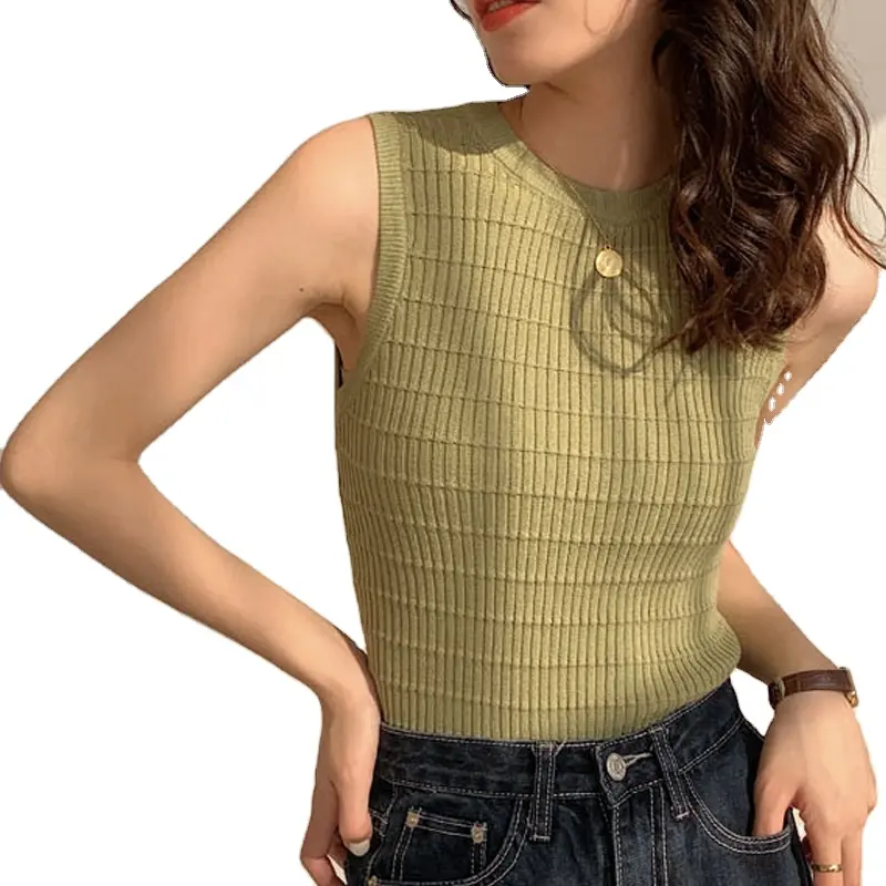 New web celebrity female vest in the summer of 2023 the new han edition pure color inside take render unlined upper garment fash