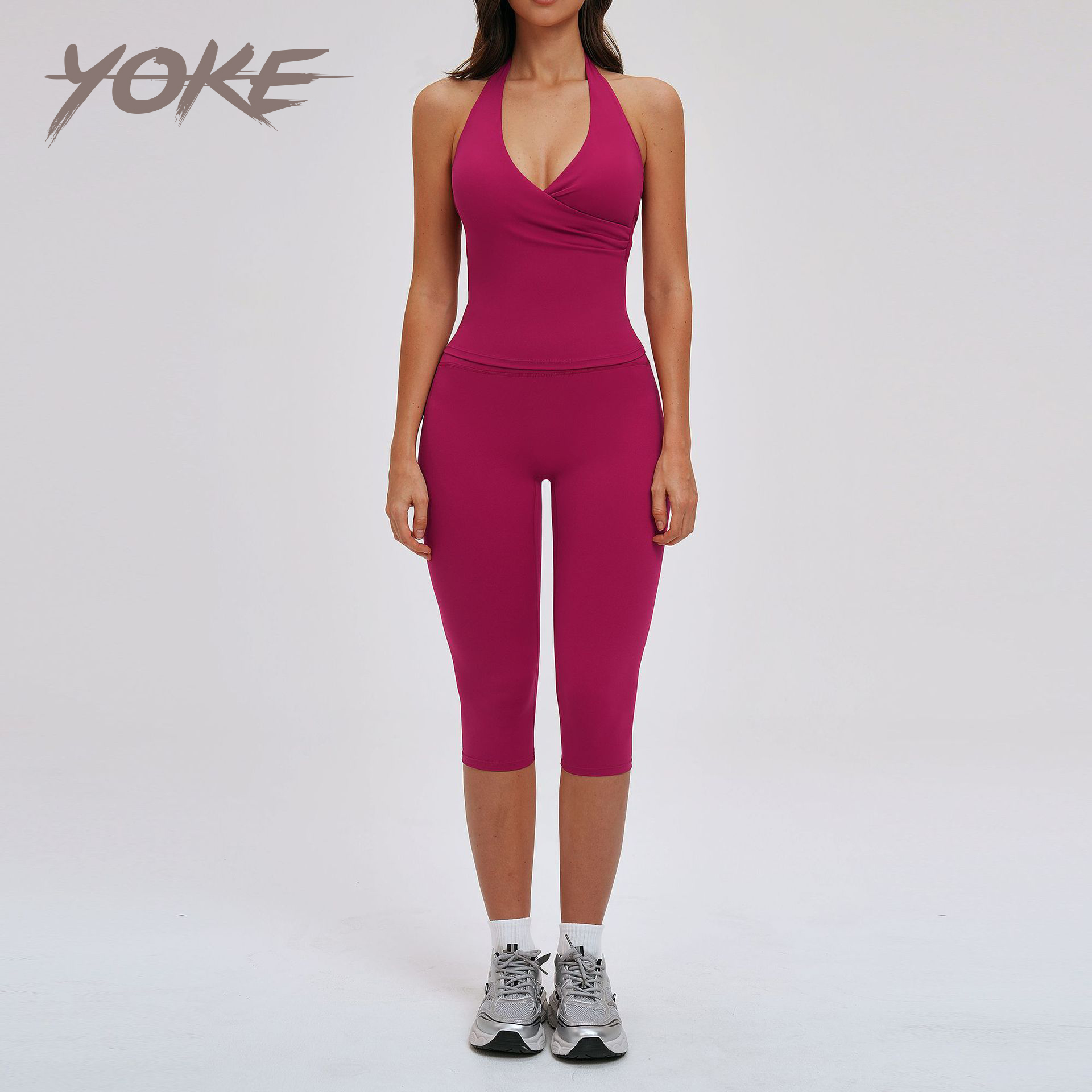 Yoke Brushed Yoga Set Loose-Fitting, Casual, and Stylish Two-Piece Set for Women Outdoor Tank Top and Shorts