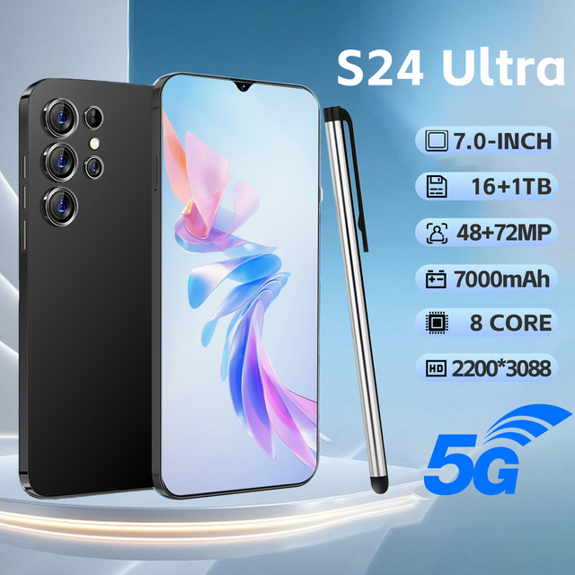 2026 New S24 Ultra Android Smartphone 7000mAh Battery 16GB+1TB Long Standby