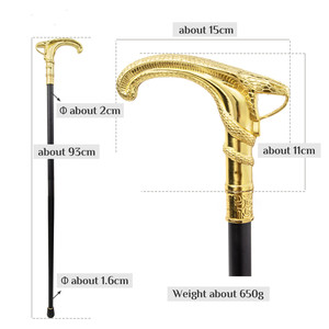 Bastón <span class=keywords><strong>de</strong></span> Senderismo con Forma <span class=keywords><strong>de</strong></span> <span class=keywords><strong>Serpiente</strong></span> y Placa Dorada, Eje <span class=keywords><strong>de</strong></span> Aleación, Cetro <span class=keywords><strong>de</strong></span> Estilo Dominante y Elegante, <span class=keywords><strong>de</strong></span> Metal Creativo, para Caballero a <span class=keywords><strong>la</strong></span> Moda - Product Image 2