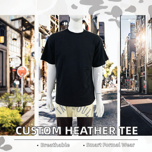เสื้อยืดคอกลมแขนสั้นสีดำสำหรับผู้ชาย ทรงปกติ เหมาะสำหรับการสกรีนโลโก้ - Product Image 2