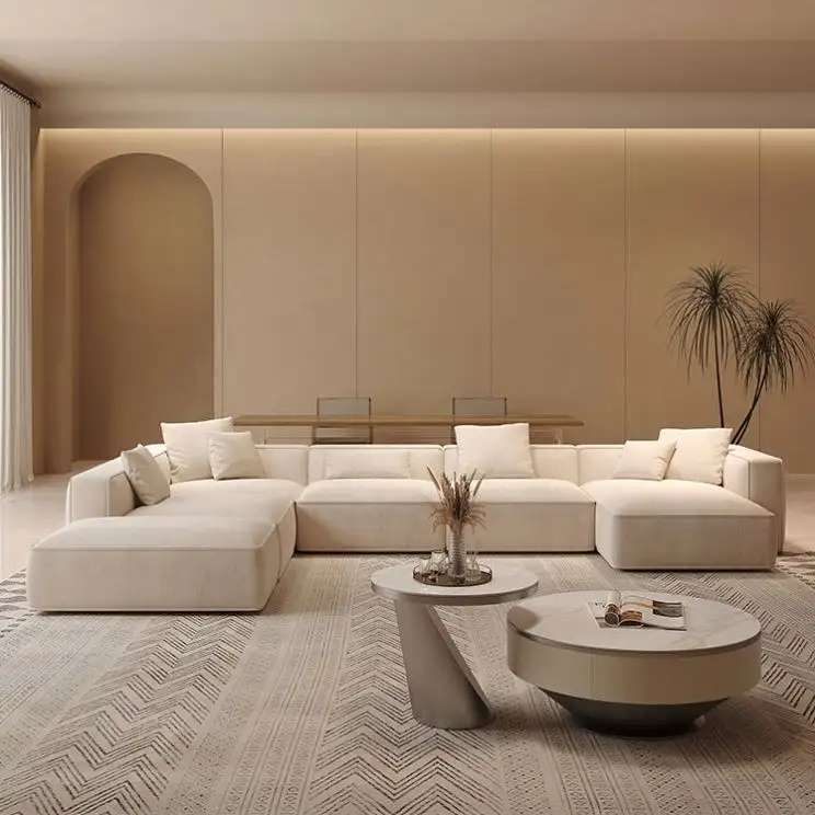 أريكة زاوية صالون عصرية من النسيج المخملي على شكل حرف L أريكة صالة ركنة أريكة مقسمة إلى وحدات