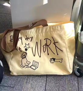 Offre Spéciale nouveau Logo imprimé broderie toile coton chine plus large épaule sac fourre-tout surdimensionné grande capacité pour la vente en gros - Product Image 5