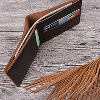 Dompet Kulit Sapi Asli Buatan Tangan Gaya Vintage, Dompet Kulit Asli Full Grain Crazy Horse Bifold untuk Pria