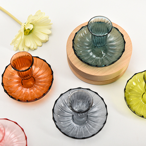 High Borosilicate Colored Tapered Glass Candlestick European <strong>Vintage</strong> Home Hotel Decoration <strong>Candle</strong> <strong>Holder</strong> - Product Image 3