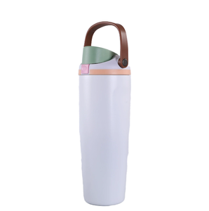 Gobelet isotherme portable en acier inoxydable de 30 oz et 40 oz avec poignée et paille, tasse thermos sous vide pour café et boissons en voyage - Product Image 2