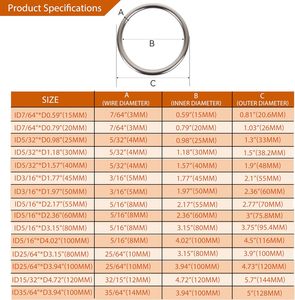 Inch Metal O Rings Stainless Steel Round Ring Buckles <b>Wire</b> Diameter Metal Rings For <b>Crafts</b> Solid Welded Loop ID D Mm - Product Image 2