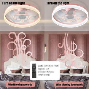 พัดลมเพดาน LED สีชมพู รุ่นติดเพดาน ยี่ห้อ USA Warehouse ใบพัดแบบกลับด้านได้ 5 ระดับความเร็ว ปรับความสว่างได้ พร้อมรีโมทคอนโทรล สำหรับห้องนอน - Product Image 6