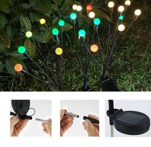Nouvelles lampes solaires décoratives de jardin en acier inoxydable imperméables IP55 à 6 LED colorées, design moderne, multifonctionnelles, type luciole - Product Image 6