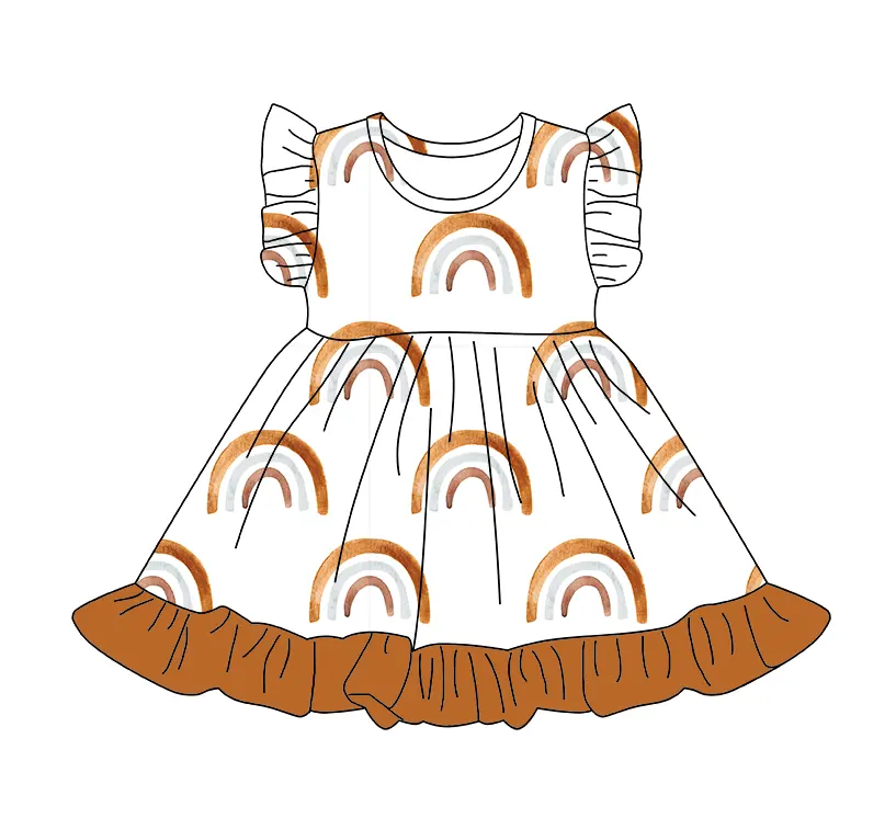 Zs 201 arc-en-ciel floral design vêtements pour enfants filles vêtements robe de soirée pour enfants