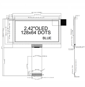 Module d'affichage OLED blanc de 2,42 pouces, 128x64 points, pilote IC SSD1309ZC, interface parallèle/série/IIC, épaisseur de 2,0 mm - Product Image 4