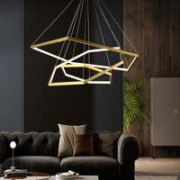 Lampe suspendue hexagonale minimaliste en métal, lustre géométrique créatif post-moderne comme luminaire principal pour salon