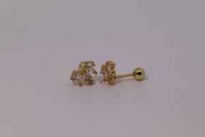 Boucles d'oreilles clous Tianyu Gems classiques vintage style palais en laiton plaqué or pour femmes avec zircone cubique blanche taille marquise - Product Image 6