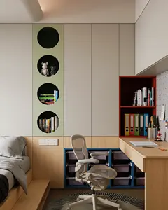 Estantería de Madera, Librería Empotrada en la Pared, Personalizable, Librería para Sala de Estar, Tablero Laminado, Mueble para Vinos, Mueble de Exhibición para Sala de Estar - Product Image 1