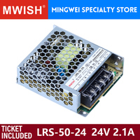 Controlador LED MWISH LRS-50-24 de 50W, 24V, 2.2A, Alta Eficiencia, Entrada Universal para Tiras LED, Barras de Luz y Señalización