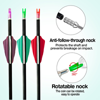 Flèches de tir à l'arc professionnelles en carbone avec rainures d'aération, spine 350~1500, pointes en acier plastique pour le tir, la chasse et l'entraînement au tir sur cible