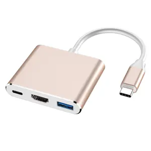 Conecte múltiplos dispositivos usb 3.0 hd mi pd, carregamento rápido tipo-c hub de computador 3 em 1