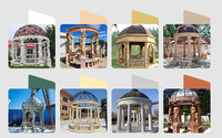 Pavillon de jardin rectangulaire en marbre, gazebo extérieur en pierre, colonnes Caryatide sculptées à la main, dôme en fer, style villa européenne classique