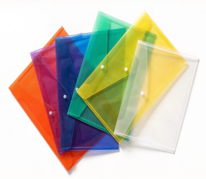 PP A4 <b>Plastic</b> <b>Pocket</b> File Folder with Snap Button, Waterproof Document Envelope Wallet School Office Binder Documents Organizer - Product Image 1