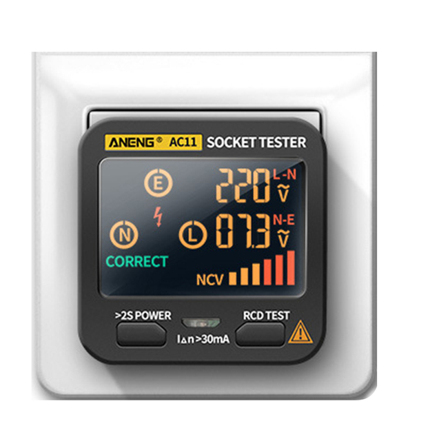 Electrical Detector Socket Tester with LED Display Test Leakage Switch Voltage Instrument
