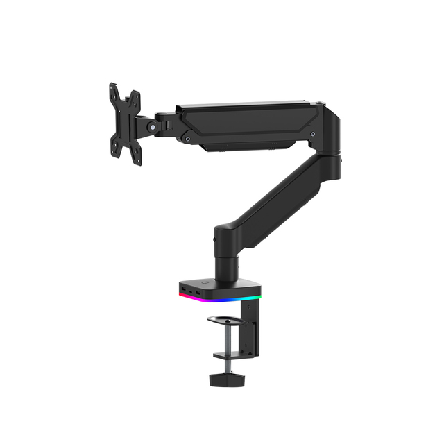 KHCOOHOO Gas Spring RGB 32-inch Monitor Mount Adjustable Arm Built-in USB VESA Desk Mount 90 Degrees Tilt New Home Office Gaming