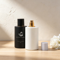 Botol Parfum Kaca 100ml Logo Kustom Kelas Atas, Botol Semprot Hitam Matte untuk Kemasan Parfum Mewah
