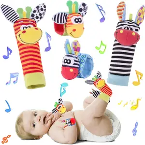 Sozzy 2023 mainan mewah untuk bayi, mainan kerincingan pergelangan tangan, kaus kaki bayi, mainan kerincingan pergelangan hewan untuk anak-anak