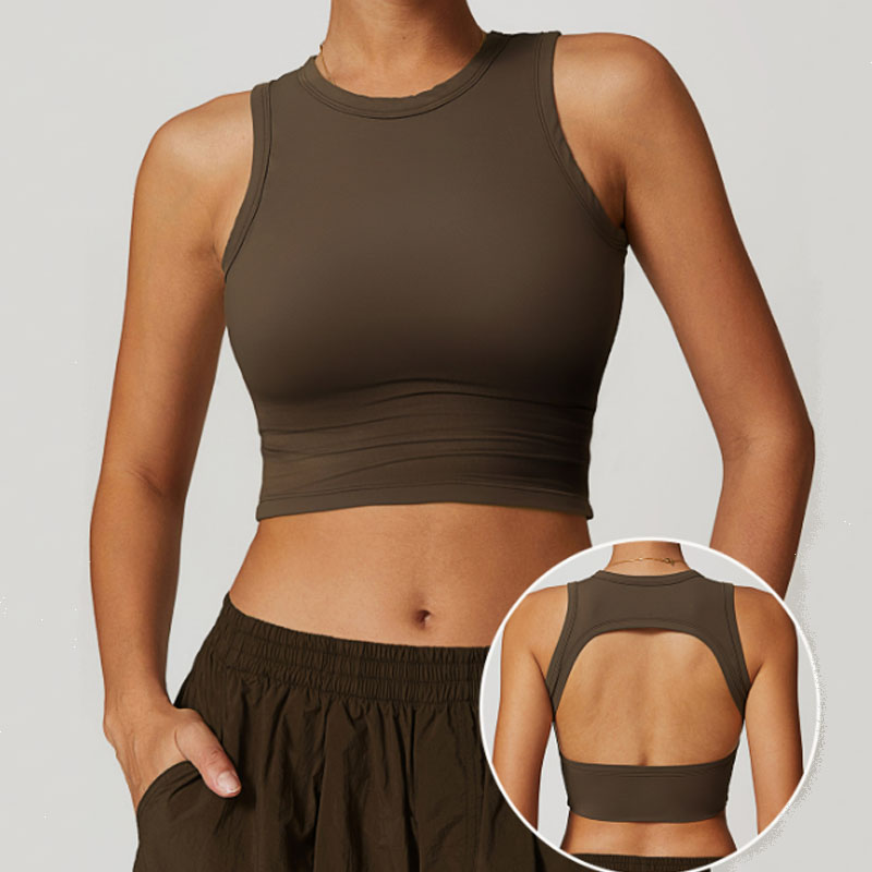 Custom Logo Women Yoga Tank Top Quick Dry Breathable Slim Fit Hollow Sexy Back Sports Vest Fitness Sports Running Active Top
