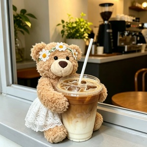 Porte-tasse en dentelle Teddy Bear avec couronne de fleurs/chapeau de fête - Product Image 1