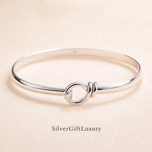 Handmade 925 Sterling Silver Bangle Minimalist <b>Adjustable</b> <b>Bracelet</b> Elegant Contemporary Jewelry Lightweight Stackable Wrist - Product Image 3