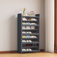 Armoire à chaussures en acier avec porte en acrylique, étagère à chaussures en métal avec étagère réglable, organisateur de chaussures moderne pour l'entrée de la maison