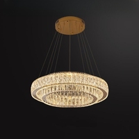 Lustre rond en cristal LED or moderne pour le salon intérieur et la décoration de la maison et de la salle à manger.