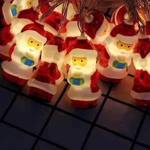 サンタクロース雪だるまLEDストリングライトバッテリー式1.5M10LEDクリスマスライトクリスマスツリーの装飾