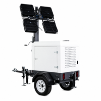Tour d'éclairage solaire LED sur remorque, mât de 24 pieds, résistant aux intempéries, indice IP23, faisceau à 360°, déploiement rapide, alimentation CC, lumière blanche, utilisation en jardin