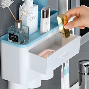 Soporte de pared para cepillos de dientes y dispensador de pasta dental de plástico, organizador de almacenamiento de pared para baño, ¡el más vendido! - Product Image 2