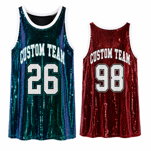 Robe tunique à sequins personnalisée avec numéro d'équipe, sans manches, coupe oversize, tenue de supporter de basketball pour femme, vente en gros - Product Image 2