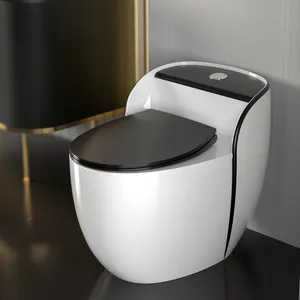 Noir gris haut de gamme articles sanitaires modernes commode armoire à eau une pièce cuvette de toilette en céramique en forme d'oeuf pour salle de bain