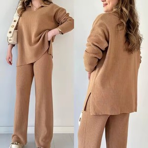 Ensemble de vêtements en tricot pour femmes, ensemble de <span class=keywords><strong>pull</strong></span> en tricot personnalisé, <span class=keywords><strong>pull</strong></span> en tricot d'hiver en coton et polyester, ensemble de 2 pièces pour femmes, ensemble de <span class=keywords><strong>pull</strong></span> en tricot deux pièces pour femmes - Product Image 2