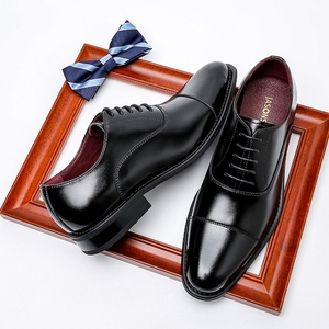 أحذية أكسفورد إيطالية رسمية فاخرة من الجلد الطبيعي للرجال، أحذية عمل مكتبية أنيقة بمقدمة مدببة ورباط - Product Image 3